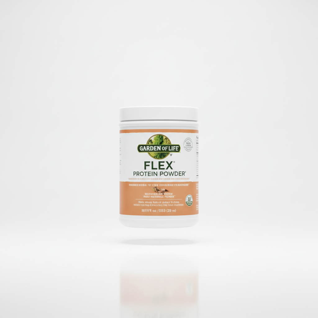 Garden of Life Flex Protein Powder tub with vanilla flavor