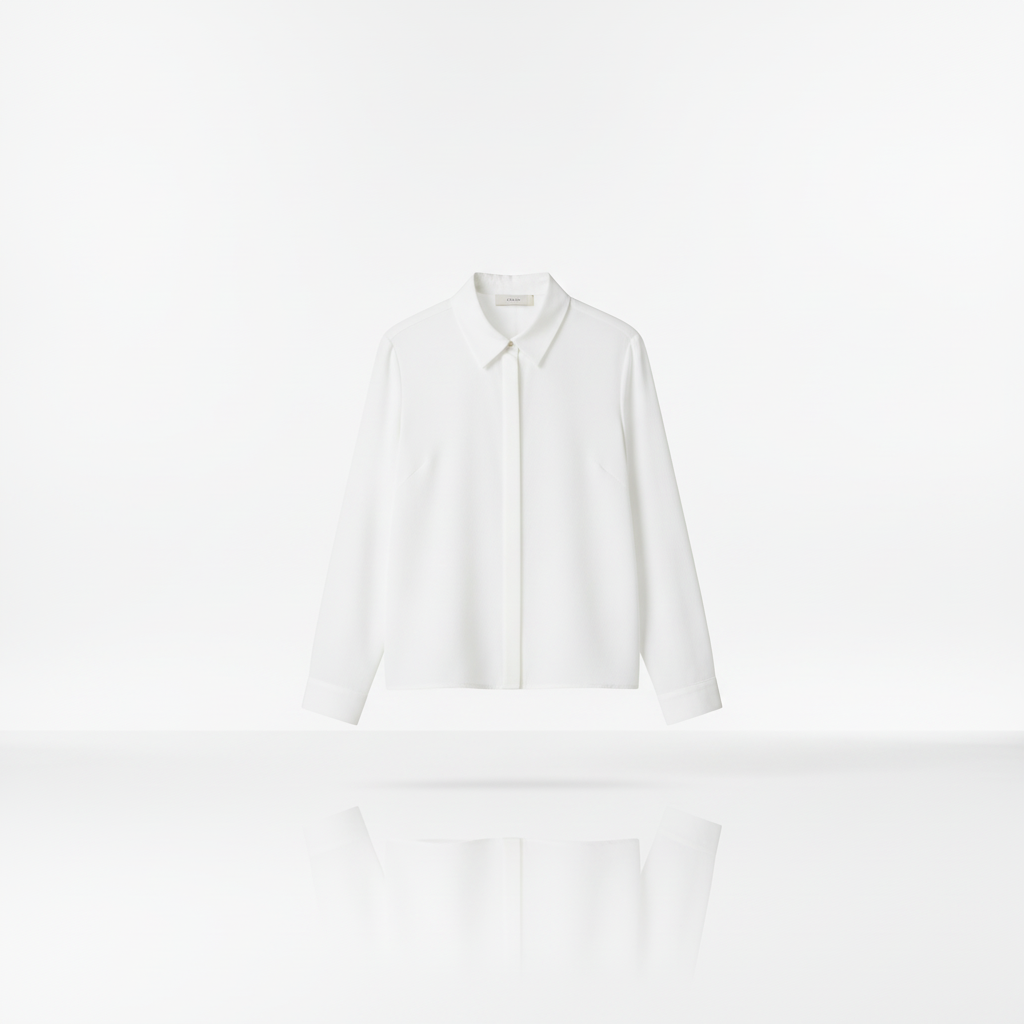 COS Classic Blouse - White, a luxurious silk button-up shirt for women, ideal for professional settings.