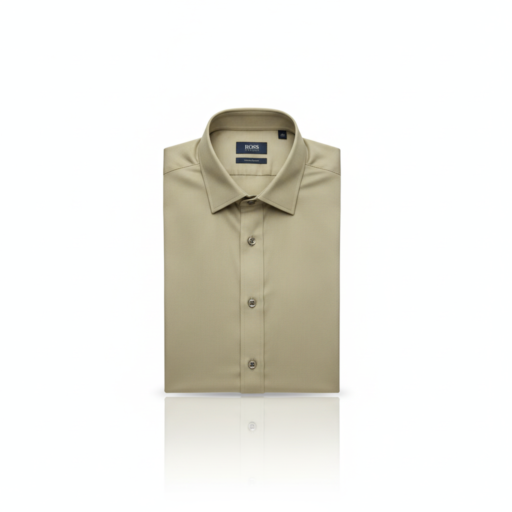 Hugo Boss Modern Dress Shirt in Khaki, Slim Fit, Cashmere Blend