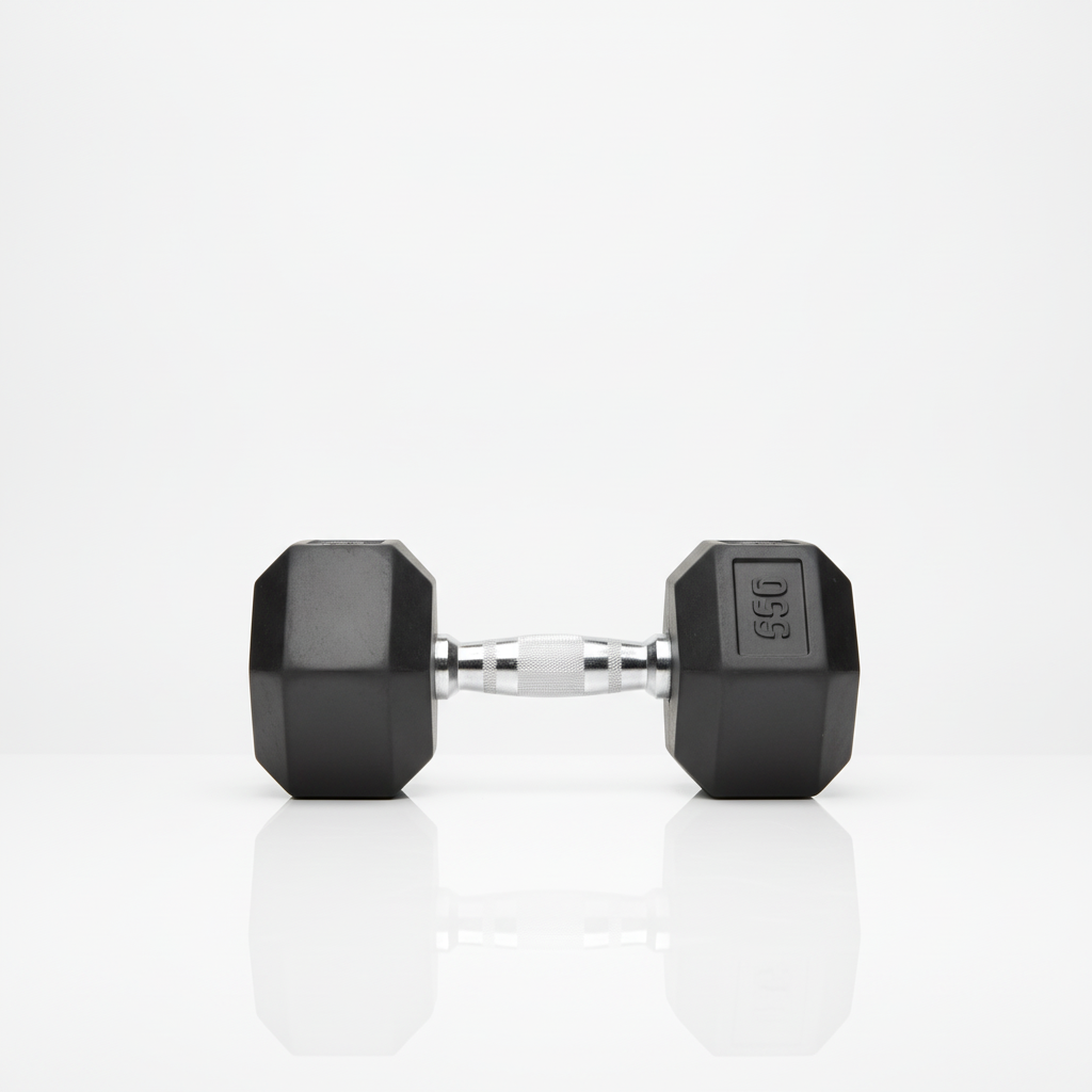 Rogue Fitness Essential 50lb Dumbbells in Blue, Black, Orange, and White