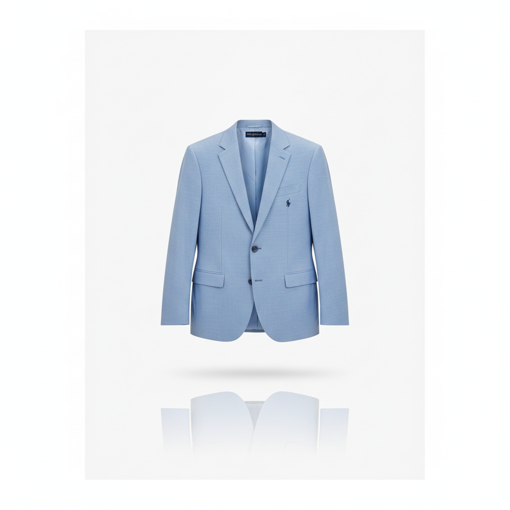 Ralph Lauren Classic Blazer in light blue suede, men's regular fit