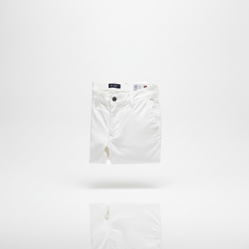 Uniqlo Essential Chinos - White, Men's Relaxed Fit Cotton Blend Pants
